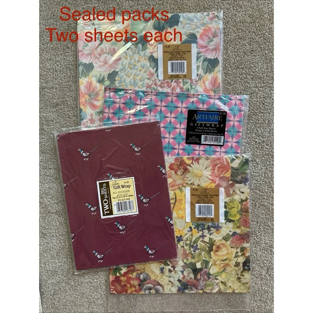 Vtg Lot 28 Full Sheets Wrapping‎ Paper All-Occasion 60's 70's 80's Plus Pieces